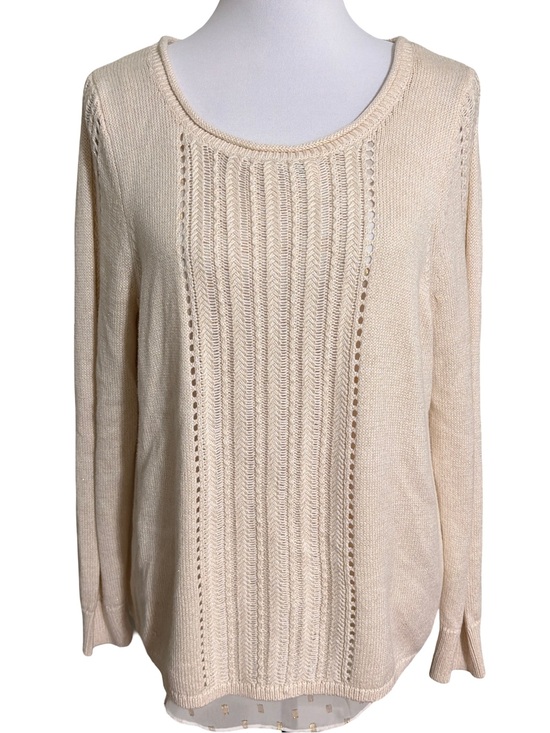 Lucky Brand Sweaters - Lucky Brand Cream Cable Front Scoop Neck Sweater